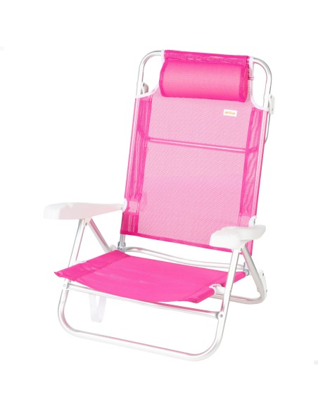 Lot de 2 chaises de plage basses multipositions 47x49x82 cm fuchsia
