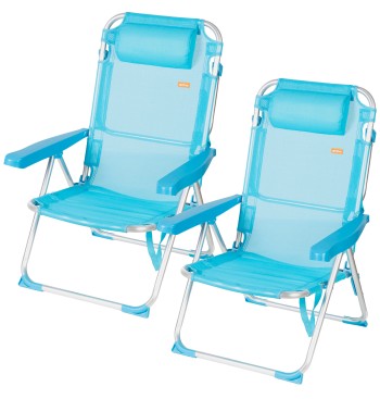 Lot de 2 chaises de plage hautes multipositions 48x60x90...