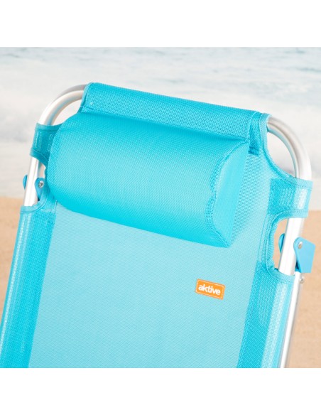 Lot de 2 chaises de plage hautes multipositions 48x60x90 cm bleues
