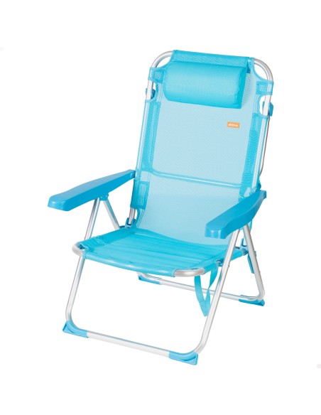 Lot de 2 chaises de plage hautes multipositions 48x60x90 cm bleues