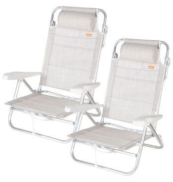 Lot de 2 chaises de plage basses multipositions 47x49x82...