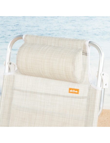 Lot de 2 chaises de plage basses multipositions 47x49x82 cm beige