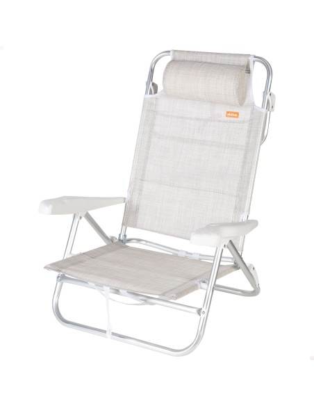 Lot de 2 chaises de plage basses multipositions 47x49x82 cm beige