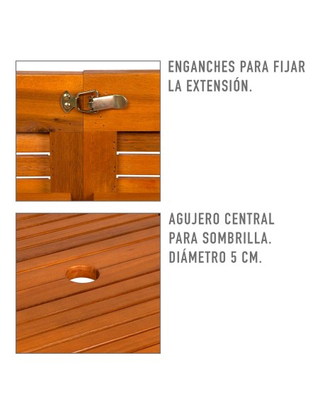 Mesa jardín extensible ovalada acacia 8 comensales