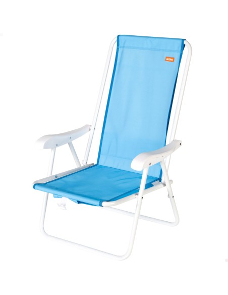 Silla de playa mochila plegable azul con bolsillo 44x40x81 cm