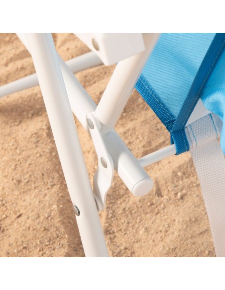Silla de playa mochila plegable azul con bolsillo 44x40x81 cm