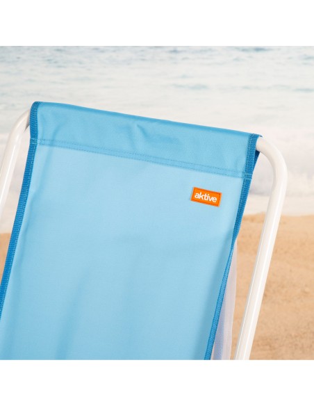 Silla de playa mochila plegable azul con bolsillo 44x40x81 cm