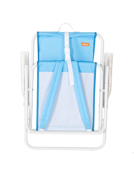 Silla de playa mochila plegable azul con bolsillo 44x40x81 cm