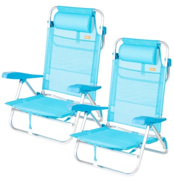 Lot de 2 chaises de plage basses multipositions 47x49x82...