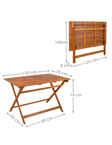 Mesa jardín rectangular acacia 6 comensales