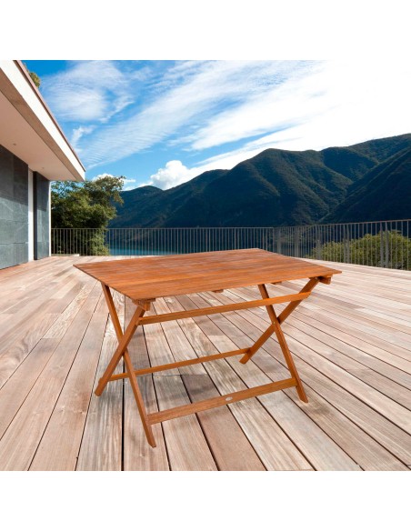 Mesa jardín rectangular acacia 6 comensales