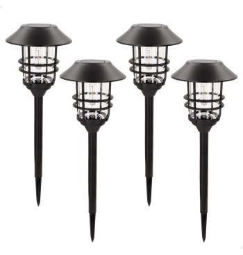 Lot de 4 balises LED solaires lumière chaude 6 lumens, IP44