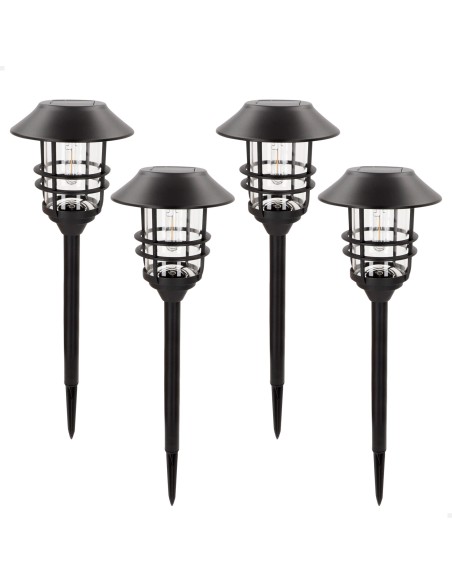Lot de 4 balises LED solaires lumière chaude 6 lumens, IP44