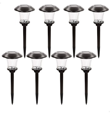 Lot de 8 balises solaires LED 15x15x49 cm