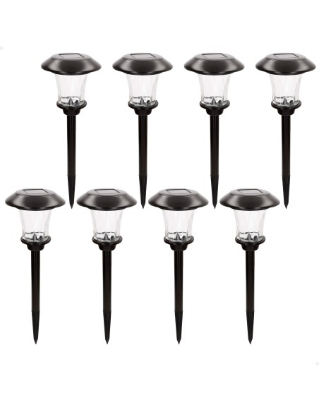Lot de 8 balises solaires LED 15x15x49 cm