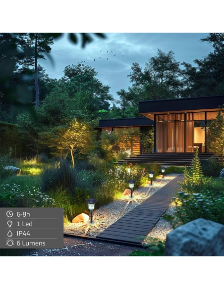 Lot de 8 balises solaires LED 15x15x49 cm