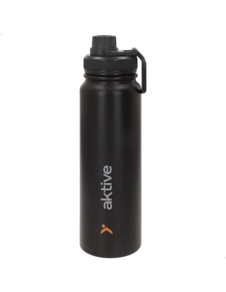 Bouteille isotherme noire de 800 ml avec poignée