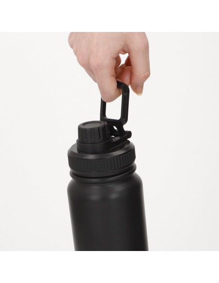 Bouteille isotherme noire de 800 ml avec poignée
