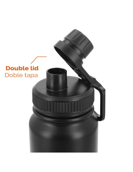 Bouteille isotherme noire 600 ml avec poignée