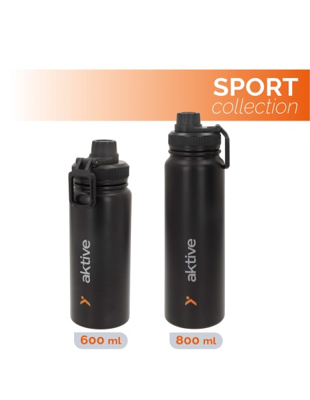 Bouteille isotherme noire 600 ml avec poignée