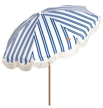 Parasol de plage, 8 baleines, 200 cm, rayé avec franges
