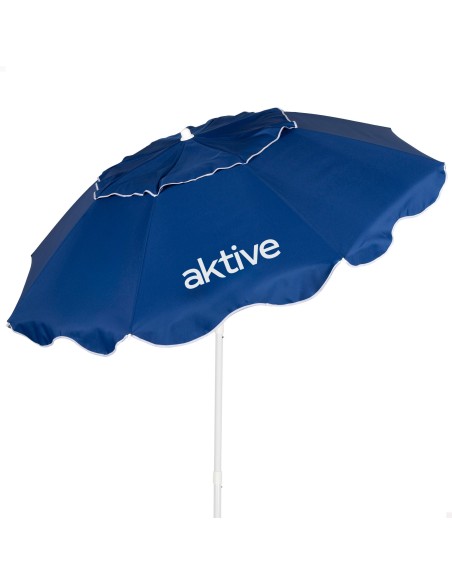 Parasol de plage à 8 baleines, D200 bleu, pliable et compact