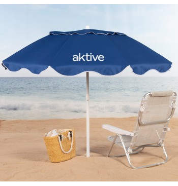 Parasol de plage à 8 baleines, D200 bleu, pliable et compact 2