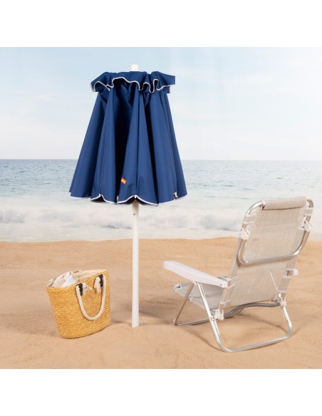 Parasol de plage à 8 baleines, D200 bleu, pliable et compact