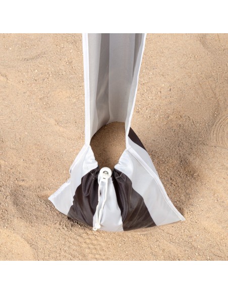 Parasol/tente de plage convertible, 145 cm, rayures noires et blanches