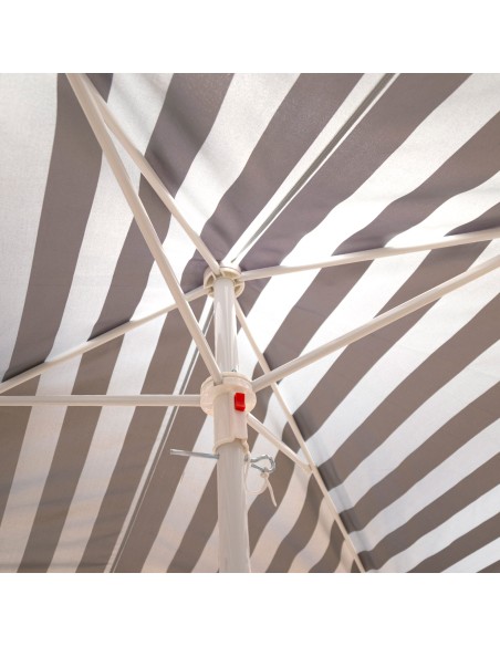 Parasol/tente de plage convertible, 145 cm, rayures noires et blanches