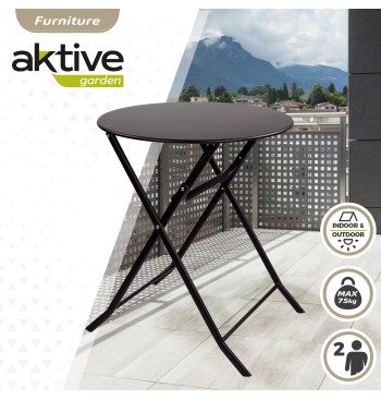 Table de jardin ronde pliante en métal 2