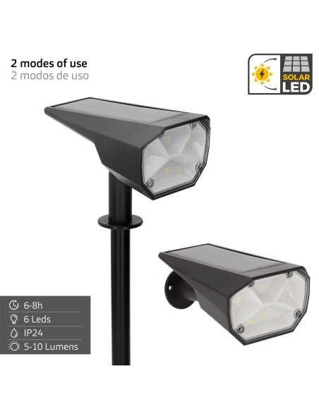 Lot de 6 balises solaires LED multicolores 8x11x37 cm