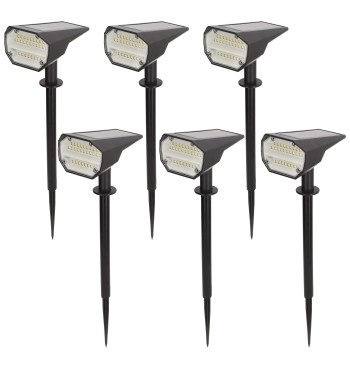 Lot de 6 balises solaires LED 8x11x37 cm