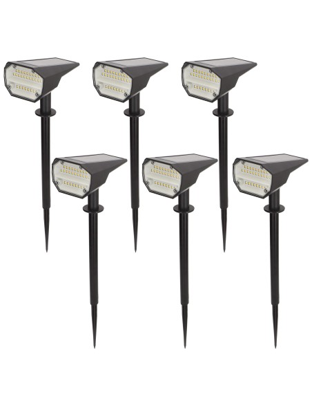 Lot de 6 balises solaires LED 8x11x37 cm