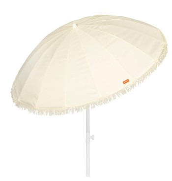 Parasol de plage, 16 baleines, 200 cm, beige avec franges