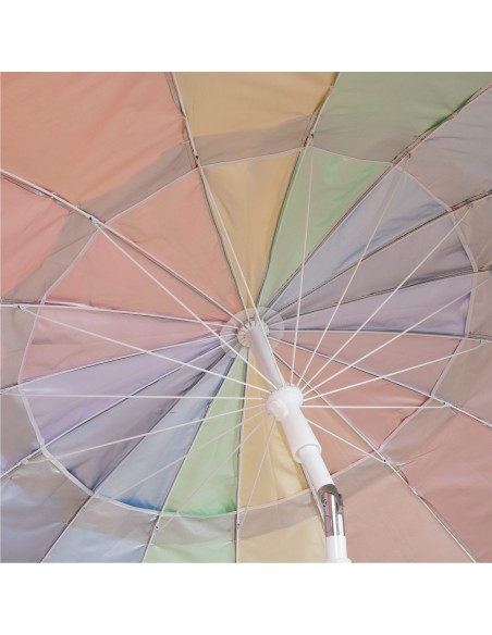 Parasol de plage, 16 baleines, 200 cm, multicolore, inclinable, protection UV50