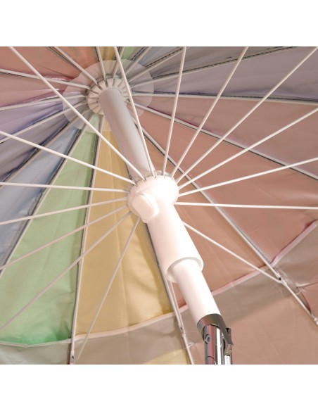 Parasol de plage, 16 baleines, 200 cm, multicolore, inclinable, protection UV50