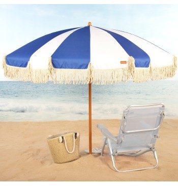 Parasol de plage à 8 baleines, 200 cm, motif marin avec... 2