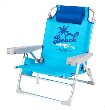 Chaise de plage basse XXL multipositions 55x60x80 cm bleu...