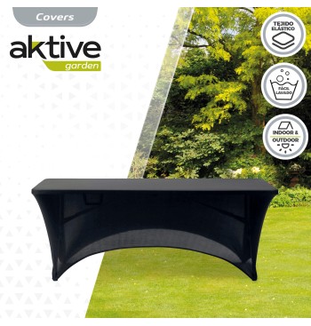 Housse élastique pour table rectangulaire 180 cm noire 2
