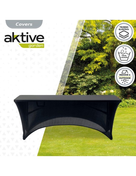 Housse élastique pour table rectangulaire 180 cm noire