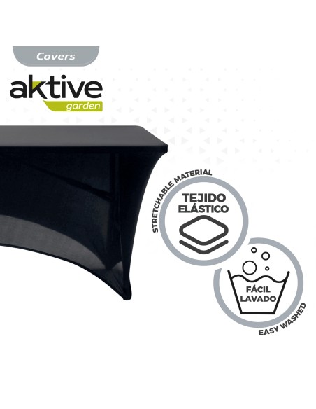Housse élastique pour table rectangulaire 180 cm noire