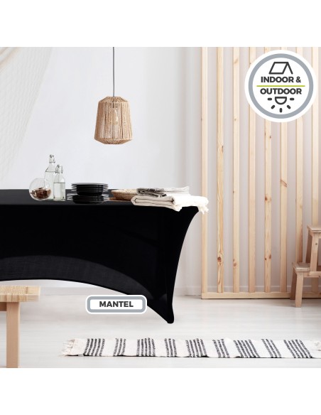 Housse élastique pour table rectangulaire 180 cm noire