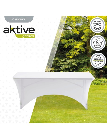 Funda elástica para mesa rectangular de 180 cm blanco