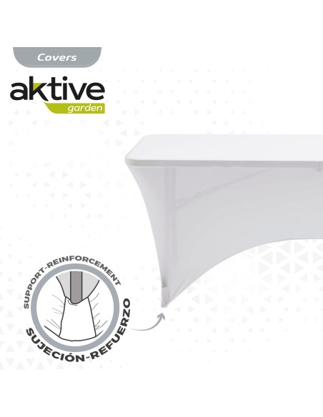 Funda elástica para mesa rectangular de 180 cm blanco