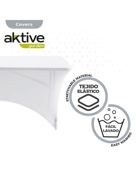 Funda elástica para mesa rectangular de 180 cm blanco