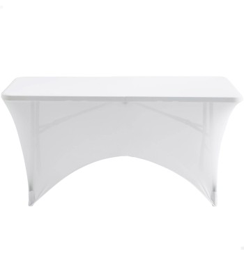 Funda elástica para mesa rectangular de 120 cm blanco