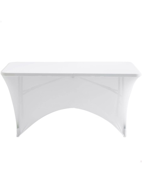 Funda elástica para mesa rectangular de 120 cm blanco