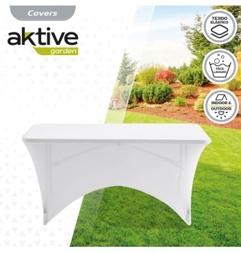 Funda elástica para mesa rectangular de 120 cm blanco 2