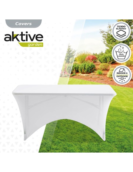 Funda elástica para mesa rectangular de 120 cm blanco